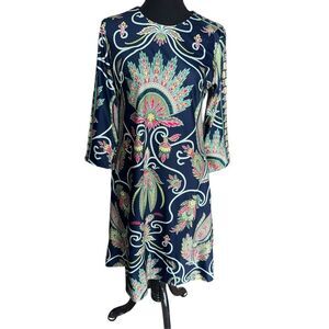 Gretchen Scott S swing muticolor blue Jersey Tunic Stretch preppy Dress academia